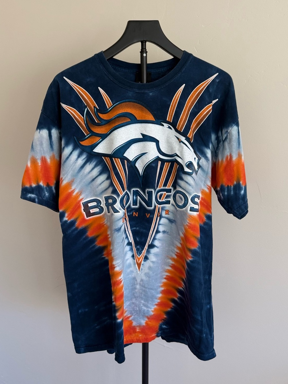NFL Denver Broncos Tie-Dye Graphic Tee - Navy & Orange  XL